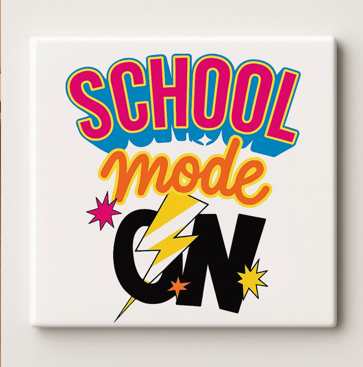 School Mode Aan Keramische Tegel – 15x15cm Leuke Motiverende Wanddecoratie voor Studenten,
