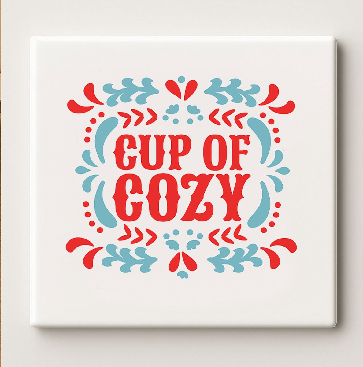 Nevolis Cup of Cozy Keramische Tegel 15x15cm – Retro Decoratieve Wandtegel – Vintage Keuken & Koffiehoek Decoratie Cadeau Multi Color