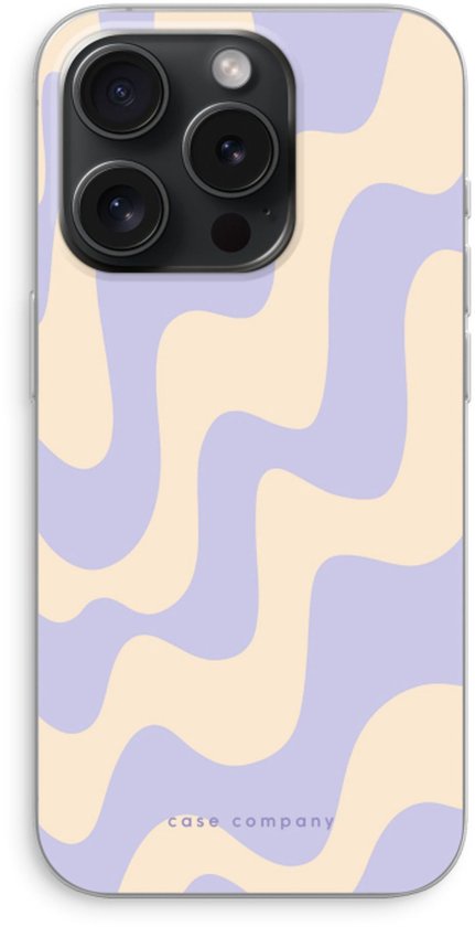 Telefoonhoesje met een golvend patroon in paars en crème.
