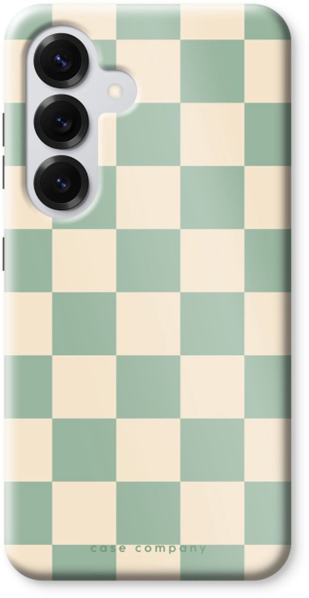 Case Company® - Hoesje geschikt voor Samsung Galaxy S25 hoesje - Checkered Mint - Tough Case - Maximale Bescherming alle Kanten en Schermrand