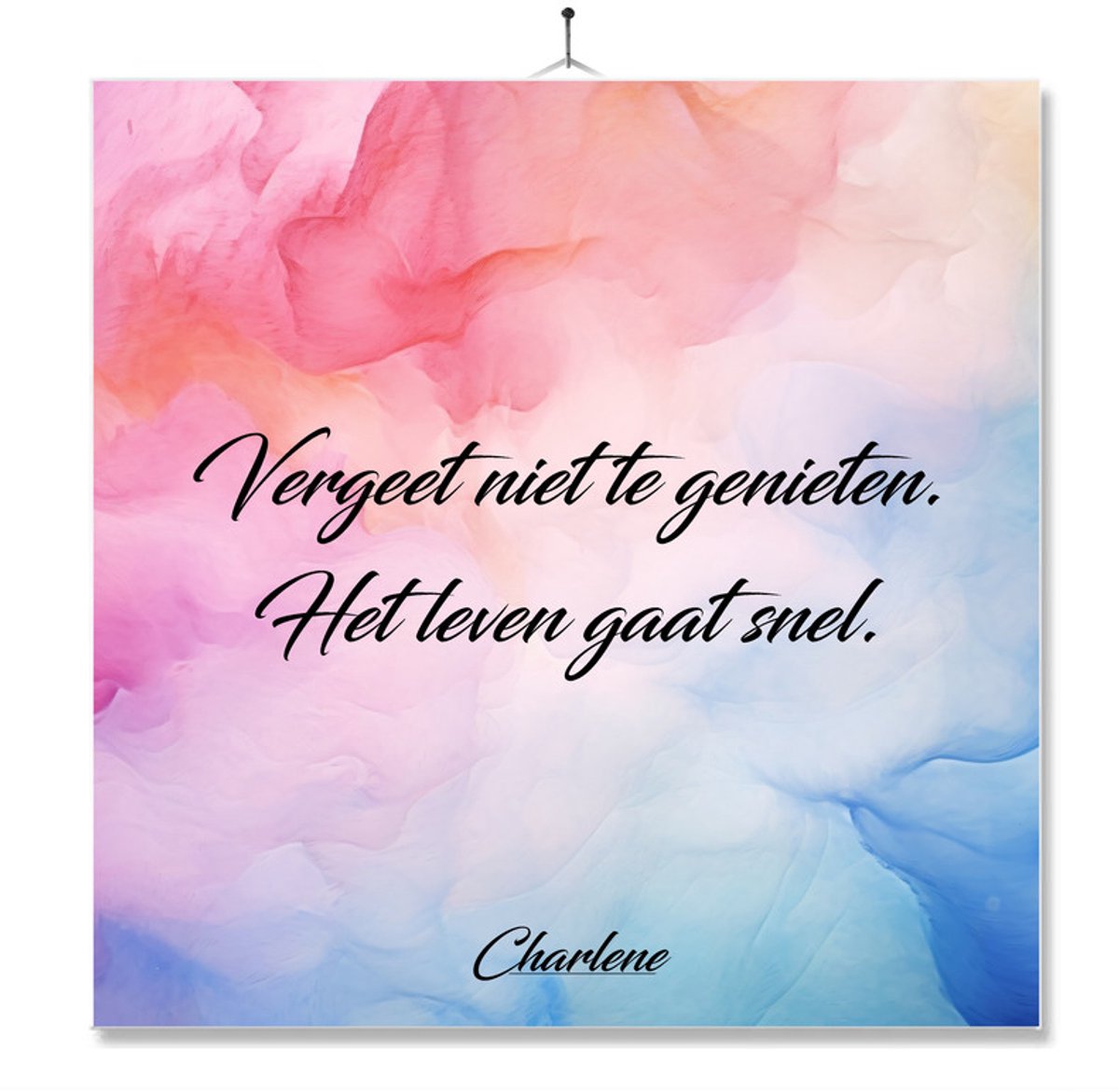Tegel Met Opdruk | Vergeet Niet Te Genieten | Cadeau | Inclusief Geschenkdoos | Standaard | Ophangsysteem