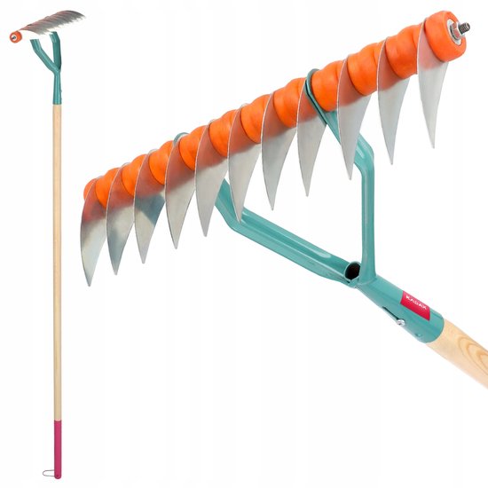 KADAX verticuteermachine voor dames, snijhark met 168 cm steel, manuele stalen verticuteermachine, moshark voor tuin, gazonbeluchter, manuele beluchtingsvork (eenzijdig) van KADAX — afbeelding 2