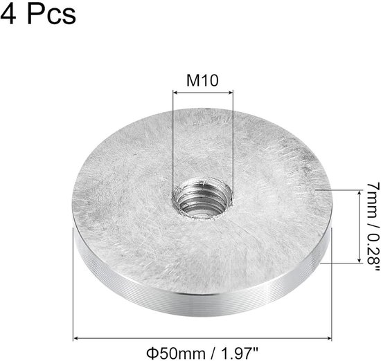 QUARKZMAN 4 stuks ronde aluminium schijven, M10-schroefdraad, 60 mm