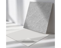Wallfluent Vinyl Tegels - Natuursteen textuur Zelfklevende Vinyltegels - 20 cm x 20 cm - Grijs Vinyl Tegels - Set van 20 - Vierkant PVC Tegels - Texturen Plaktegels - Vloer Tegels PVC - Plaktegels Keuken en Badkamer