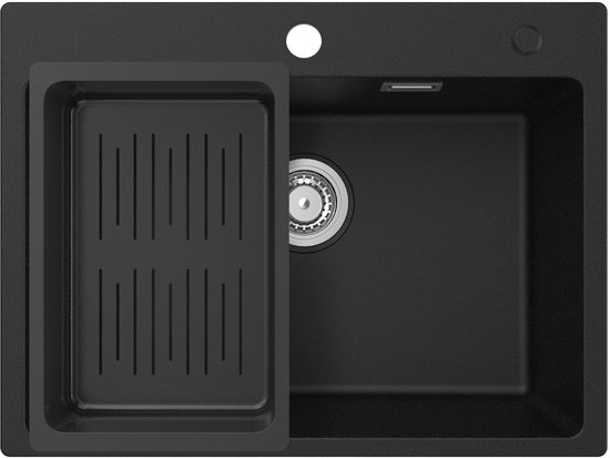 Évier de cuisine en granit CECIPA max 60 x 45 cm Anthracite - Éviers avec robinet - Acier inoxydable - Évier avec système d'évacuation d'eau - Évier en granit avec égouttoir