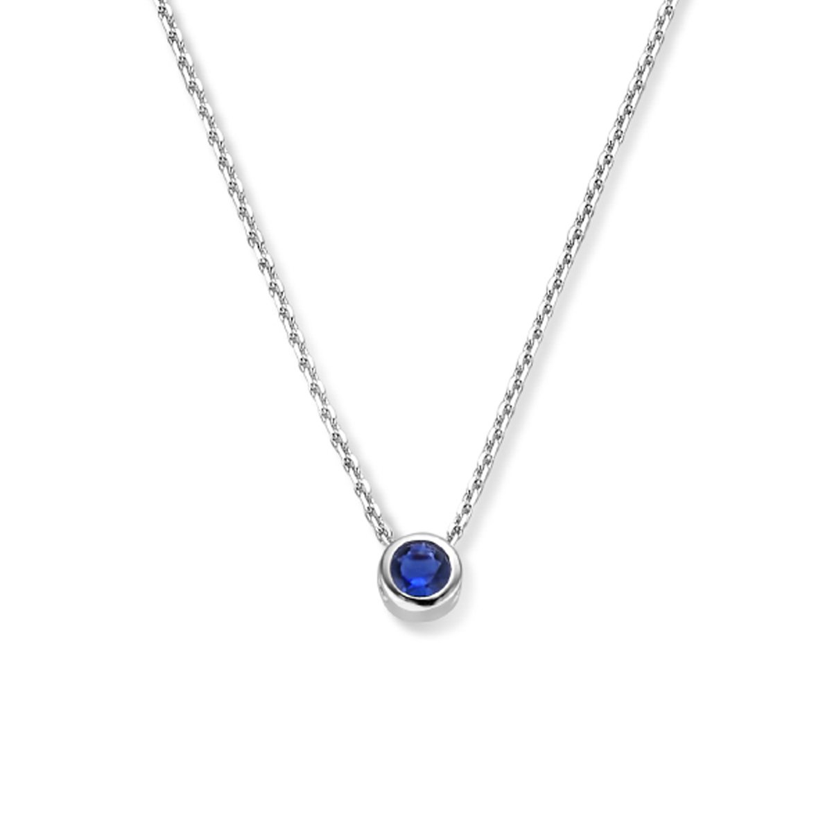 Lev Sieraden - Ketting - Anker - Collier met Zirkonia geboortesteen September Saffier 1.1mm - 41 + 4 cm zirkonia