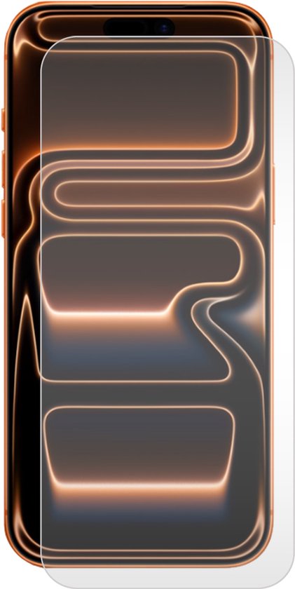 Gekleurde telefoon met screenprotector, geleidende lijnen op scherm.