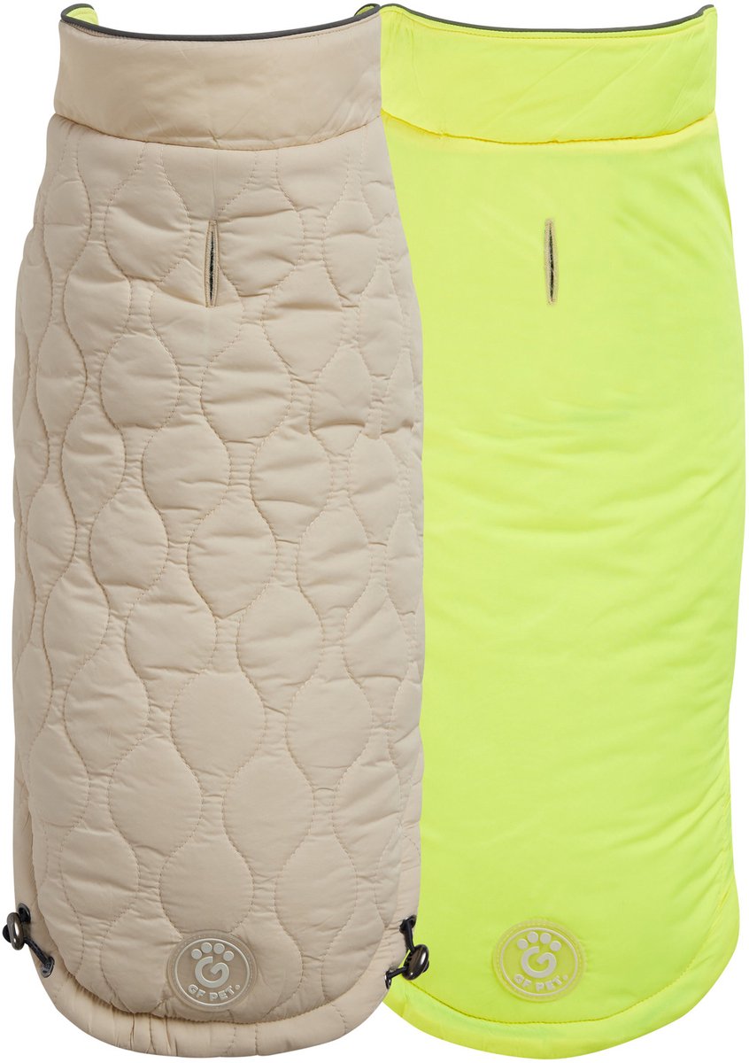 Go Fresh Reversible Chalet Jacket - Hondenjas - 51-64 cm Beige Yellow Melange Large