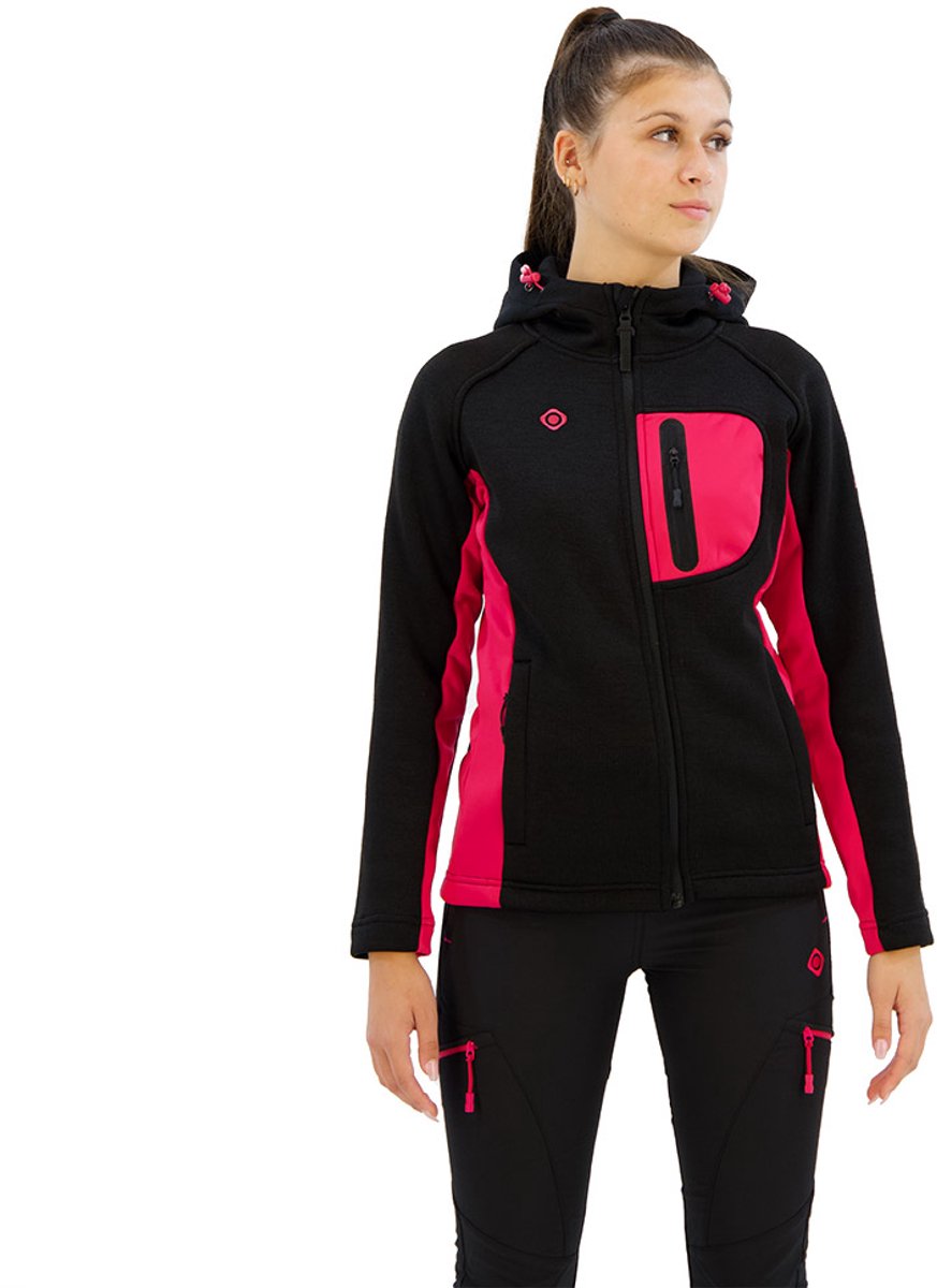 Izas Equus W Fleece Met Kap Vrouw Zwart