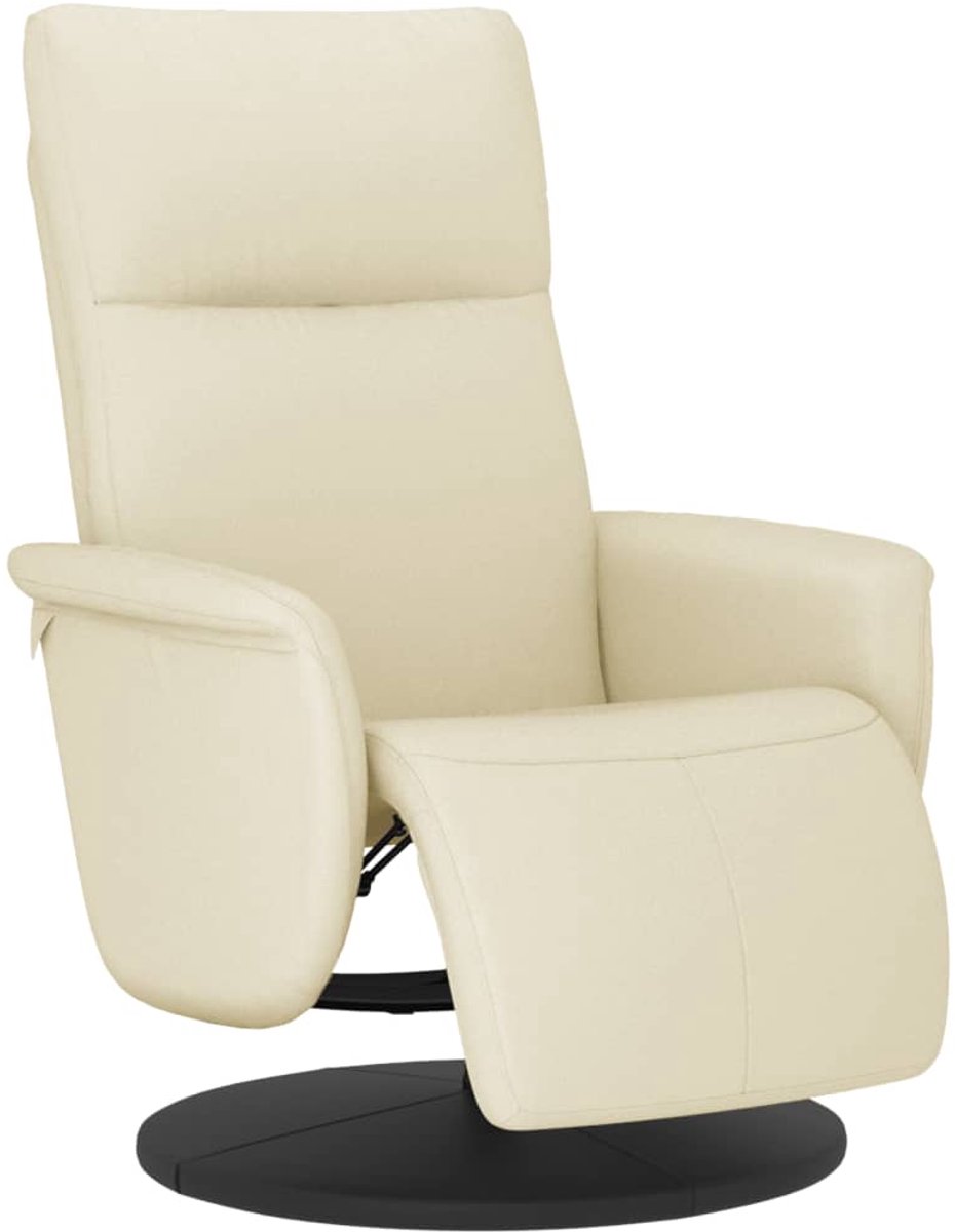 vidaXL Fauteuil - verstelbaar - met - voetensteun - kunstleer - crèmekleurig