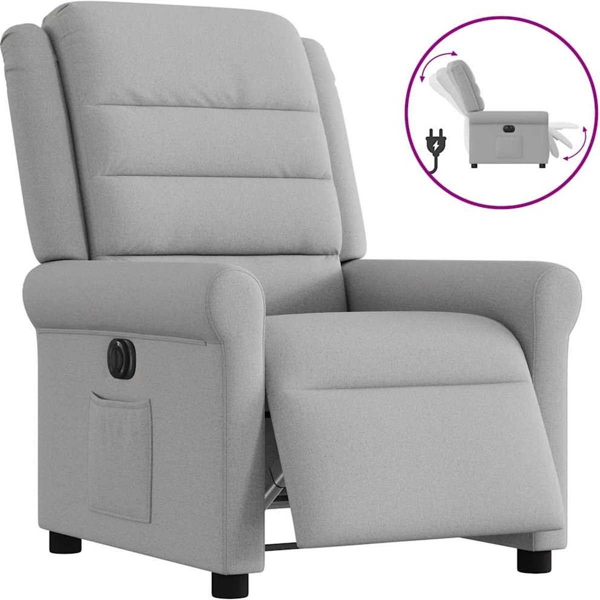 vidaXL Fauteuil - elektrisch - verstelbaar - stof - wolk - grijs wolk grijs