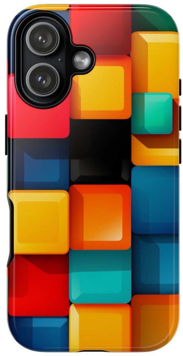 Kleurrijk 3D Vierkantenpatroon – Telefoonhoesje Geschikt voor iPhone 17