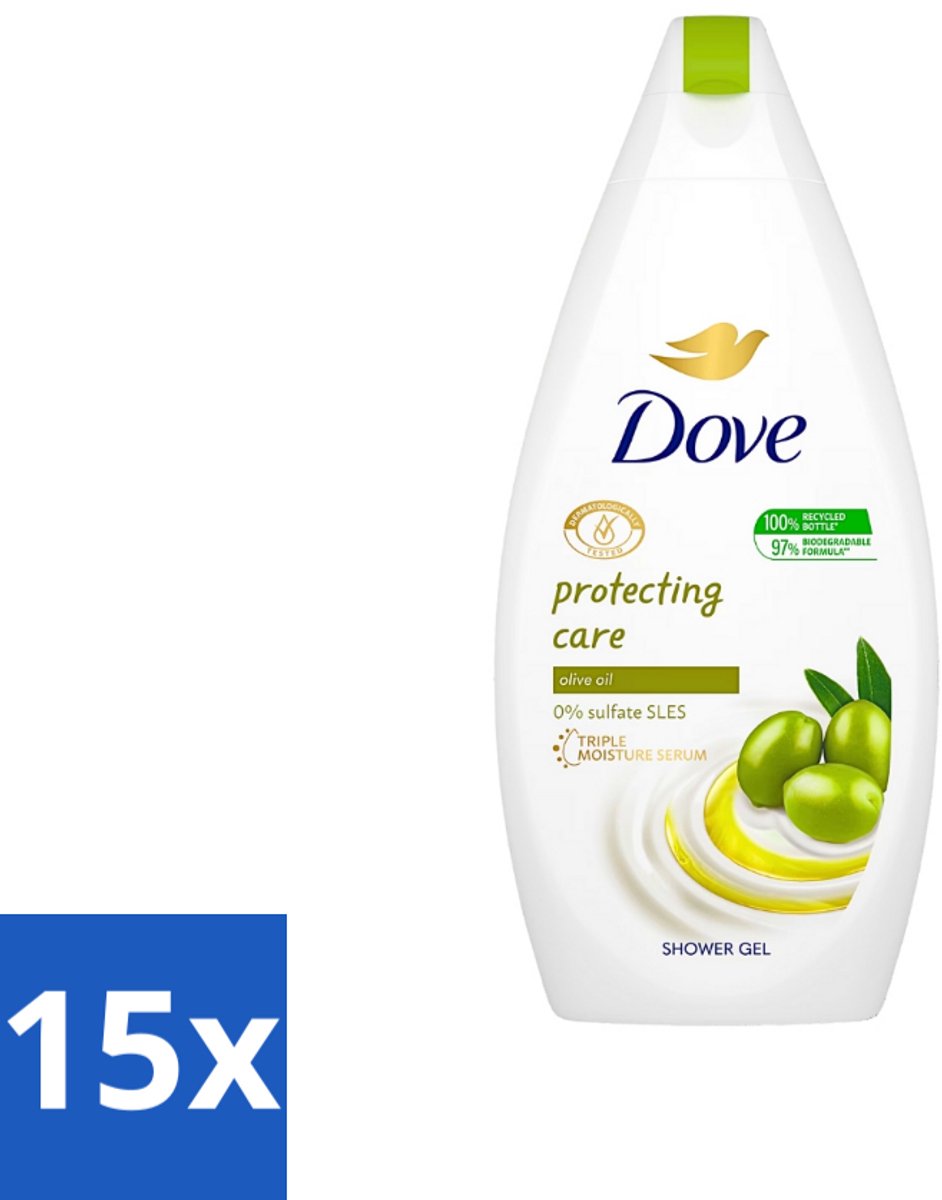 Dove Protecting Care - Douchegel - Olijfolie - Sulfaatvrij - 450 ml - Bulkverpakking - 15 stuks