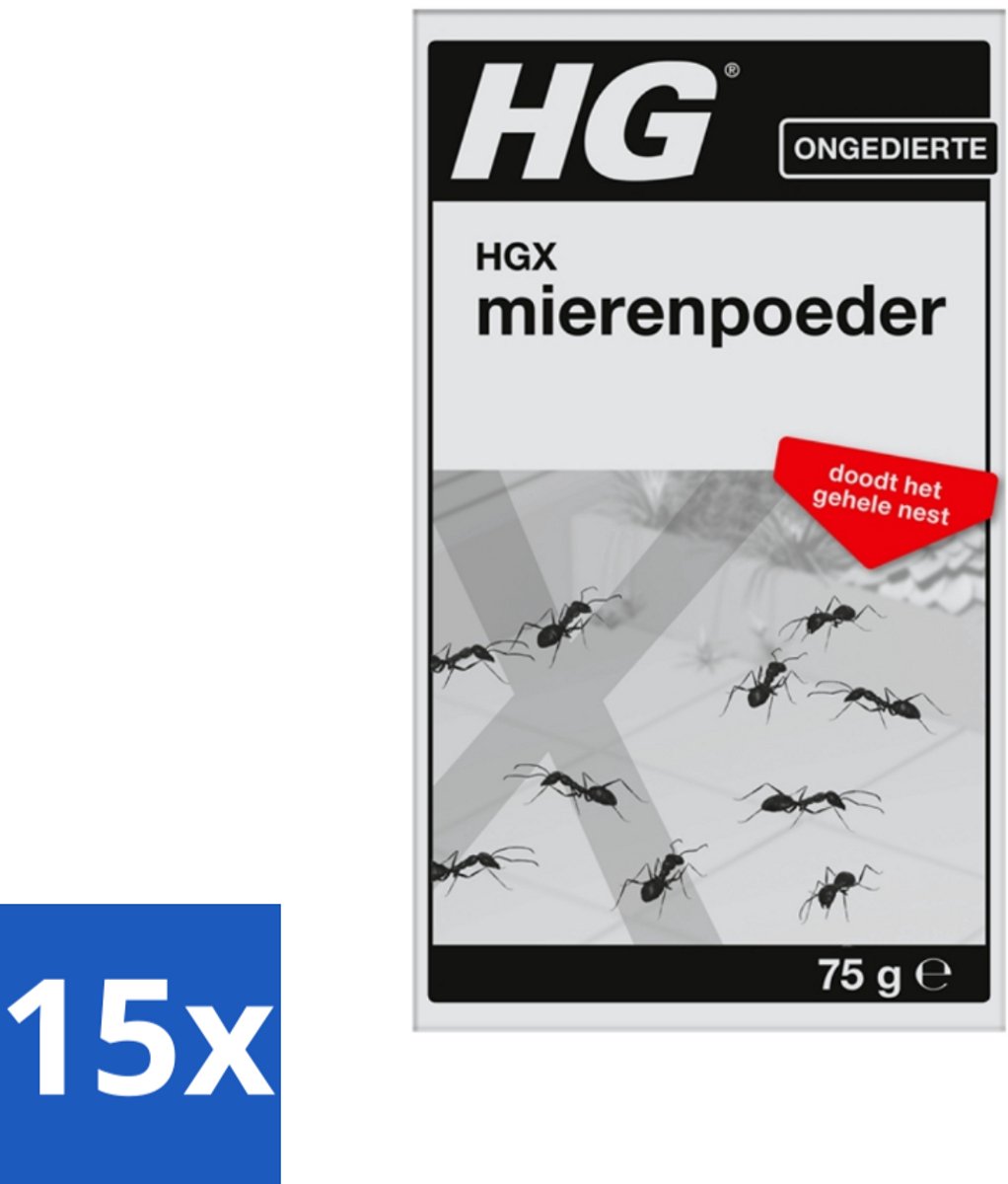 15 x HG Mierenpoeder 75 gr - Mierenpoeder - Mierenbestrijding - Mieren Uitroeien - Mierennest - Mieren Buiten