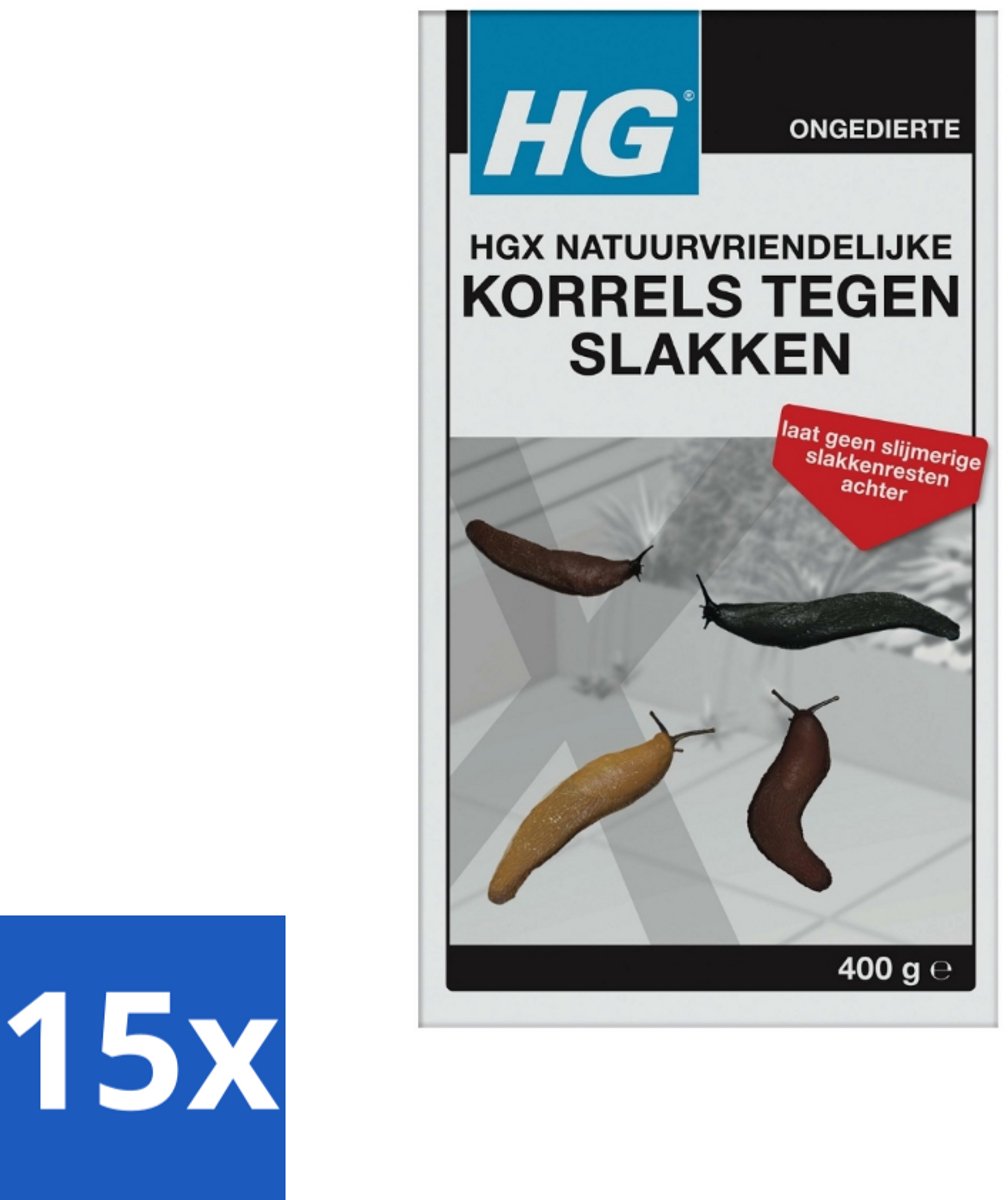 15 x HG X Natuurvriendelijke Korrels Tegen Slakken 400 gr - Slakkenbestrijding - Natuurlijke Korrels - Slakkenbestrijding Tuin - Diervriendelijke Bestrijding - Slakkenbestrijding Zonder Chemicaliën