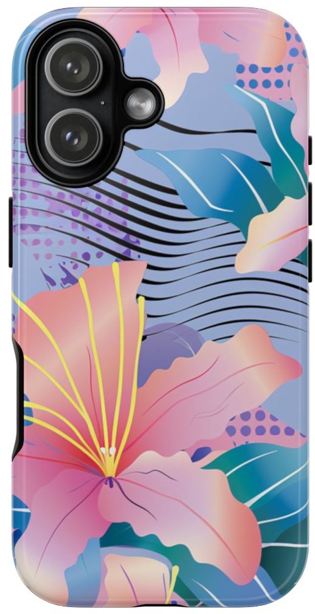Roze Bloemenpatroon met Abstracte Accenten – Telefoonhoesje Geschikt voor iPhone 17