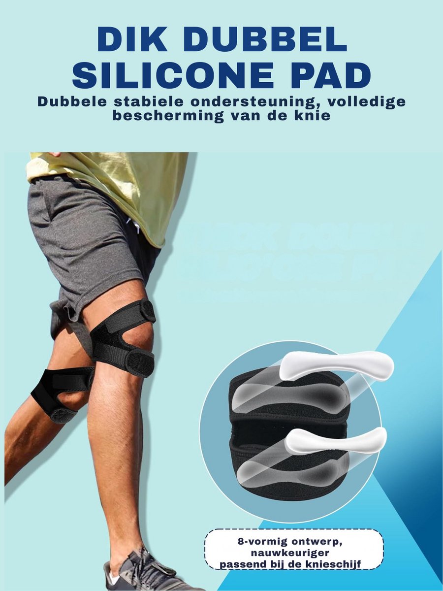 MMM® Patellabrace - Kniebrace - Hardloopriem - Verstelbare PatellaPees-Knieband - Dubbele Siliconen