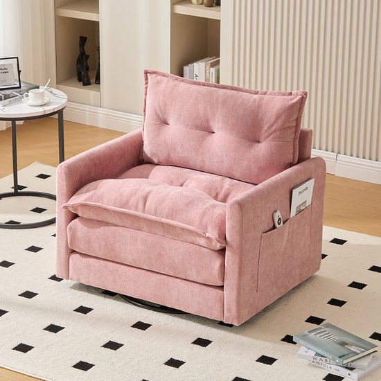 Fauteuil pivotant 360° BLACKCOLORS avec accoudoirs, grand canapé simple pour salon, chambre, bureau et étude, fauteuil moderne avec coussins, idéal pour se détendre et se divertir