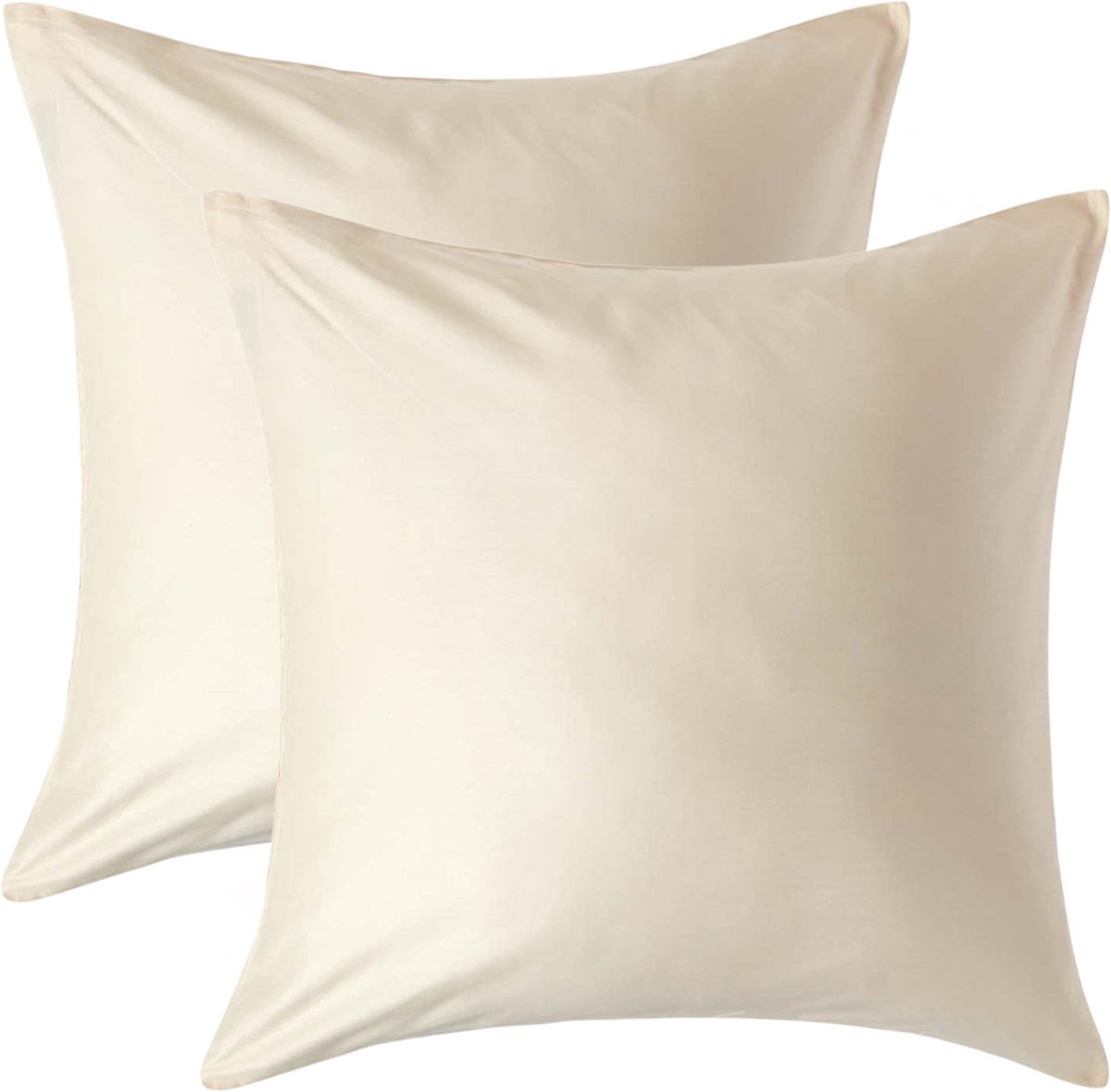 Homescapes Biologisch Kussensloop 60x60 cm – Set van 2 – Crème – 100% Egyptisch Katoen Satijn – Draaddichtheid 400