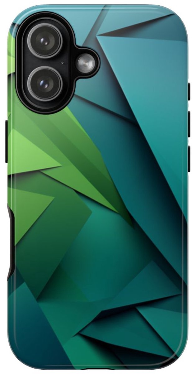Geometrische Groene en Blauwe Driehoeken – Telefoonhoesje Geschikt voor iPhone 17