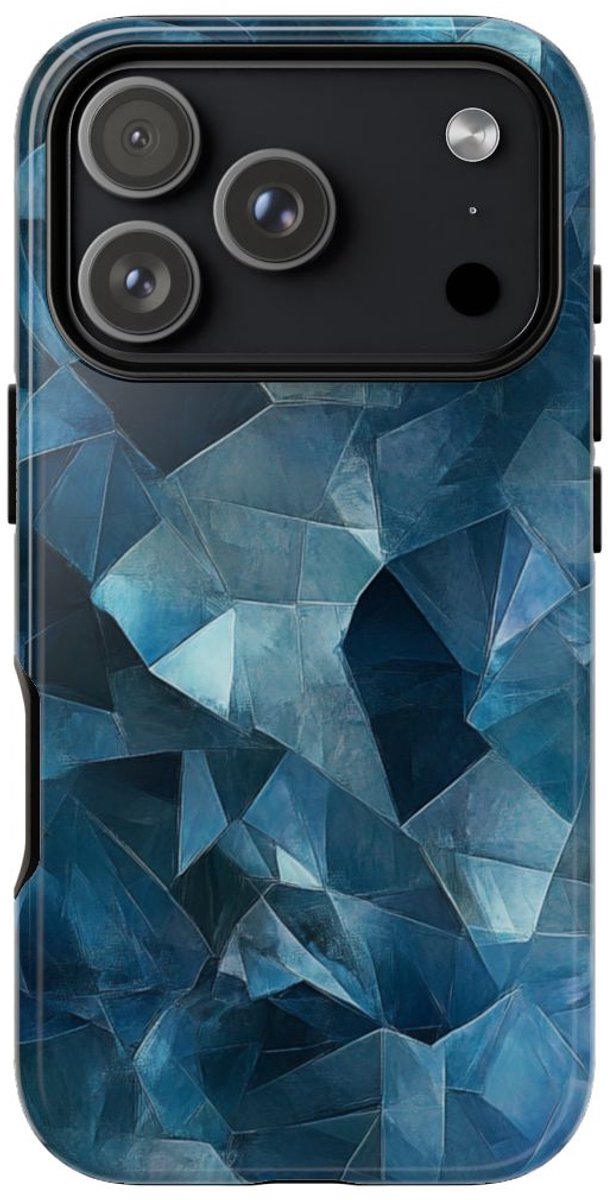 Blauw Gekristalliseerd Abstract Patroon – Telefoonhoesje Geschikt voor iPhone 17 Pro