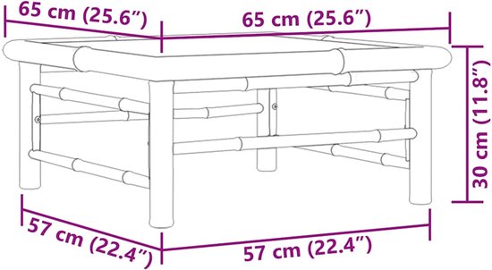 vidaXL - Tuintafel - 65x65x30 - cm - bamboe