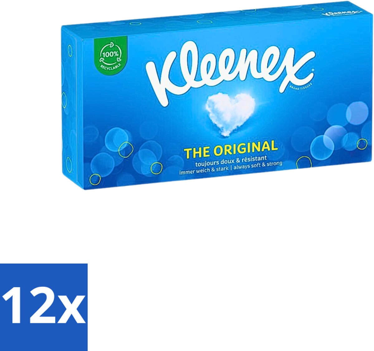 12 x Kleenex Original Tissues 72 stuks per verpakking - Kleenex The Original - Tissues - Neus Snuiten - Zachte Tissues - Sterk En Zacht