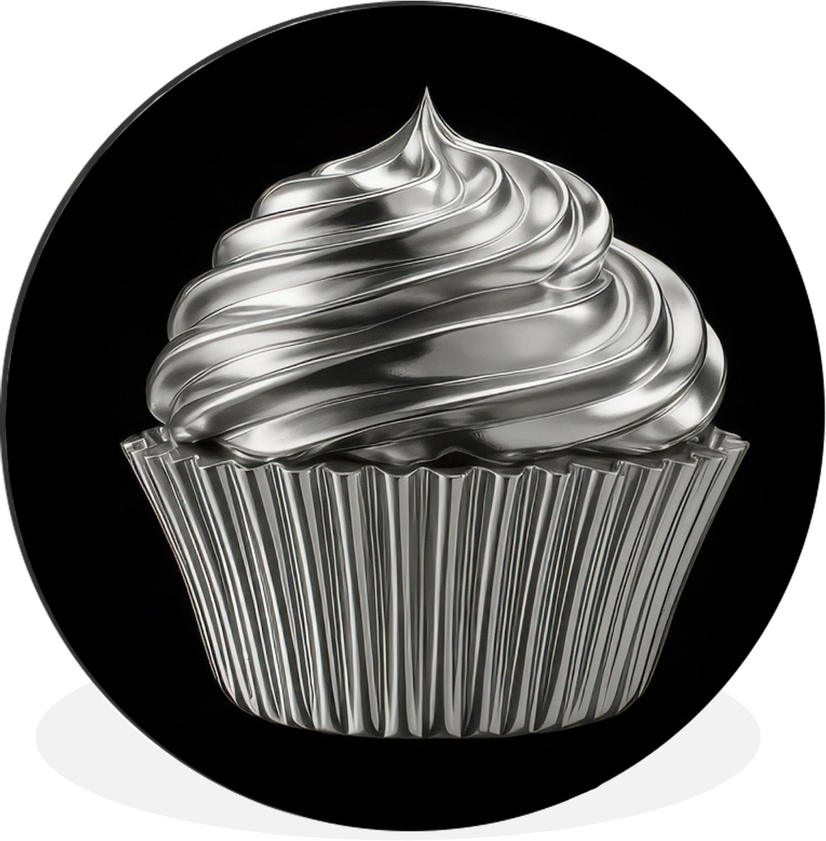 WallCircle Wandcirkel - Muurcirkel - Cupcake - Luxueus - Zilver - Aluminium - Dibond - 30x30 cm - Binnen en Buiten