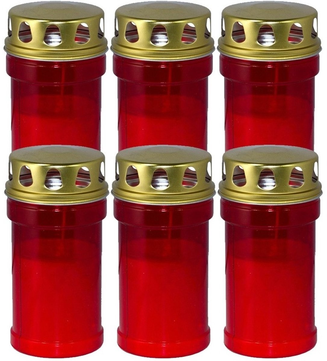 Trend Candles grafkaars - 6x - gedenklicht met deksel - rood - 7 x 14 cm - 2,5 dag - Gedenkkaars - Graflicht/herdenkingslicht