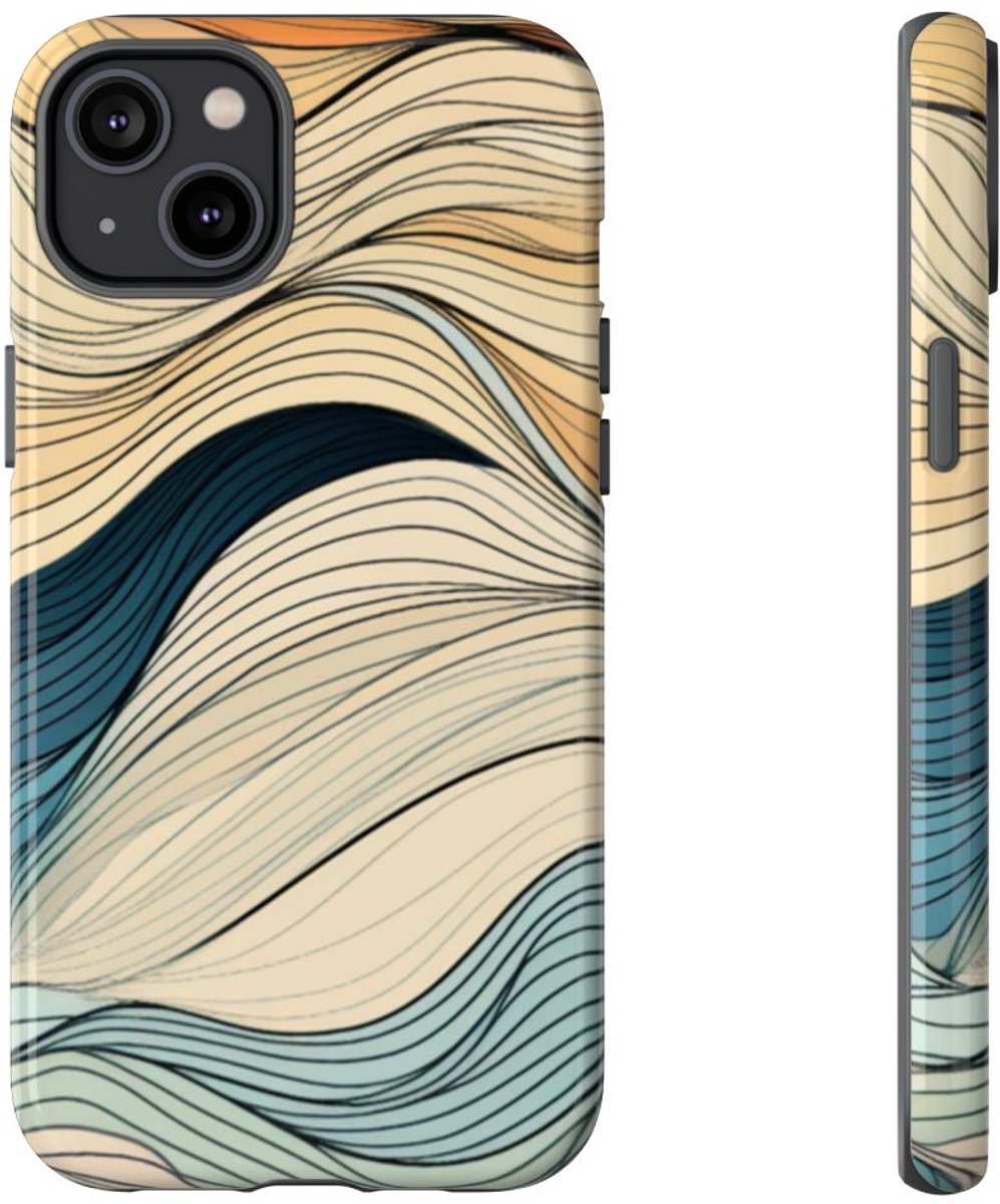 Vloeiende Abstracte Herfstgolven – Telefoonhoesje Geschikt voor iPhone 14 Plus