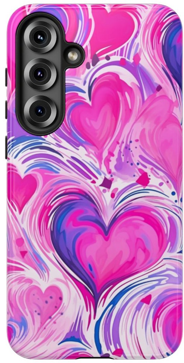 Roze en Paarse Hartjeswerveling – Telefoonhoesje Geschikt voor Samsung Galaxy S25 Plus