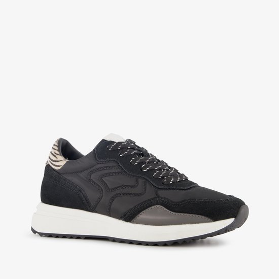 Baskets femme Hush Puppies en daim avec détails imprimés zèbre en noir - Pointure 36 - Semelle amovible