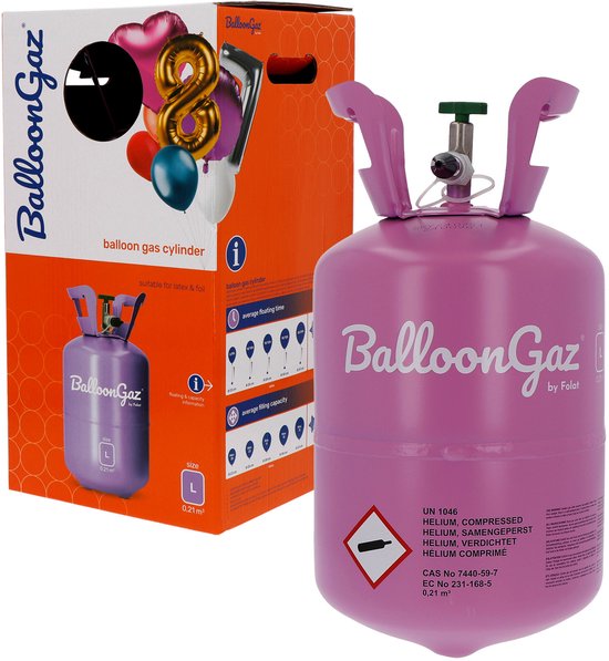 BalloonGaz - Helium Tank L - (max. 30 ballonnen) - heliumtank voor ballonnen - helium - heliumpomp voor ballonnen - gastank ballonnen - heliumtanks - heliumballonnen verjaardag