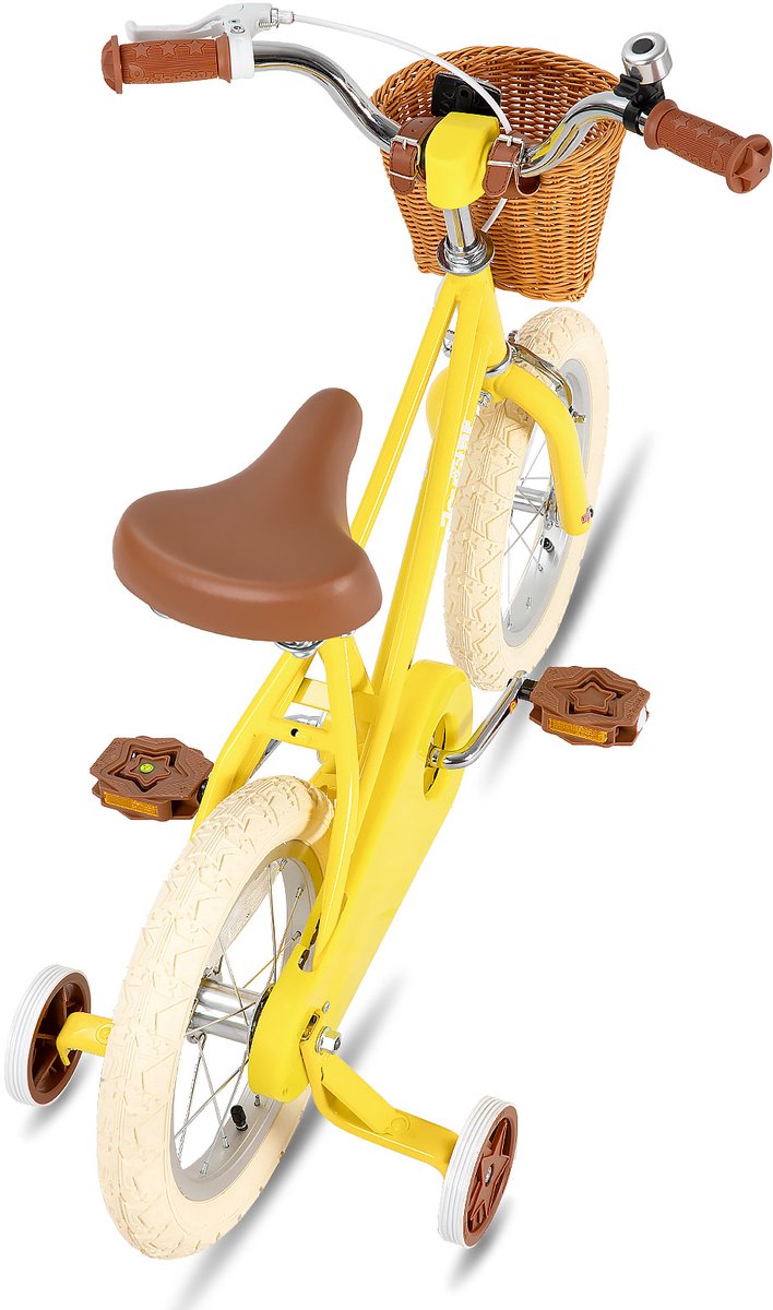 Joystar Fantasy Kinderfiets voor Meisjes - 16 Inch - Mand - Zijwieltjes - Bel - Handrem - Geel van JOYSTAR — afbeelding 2