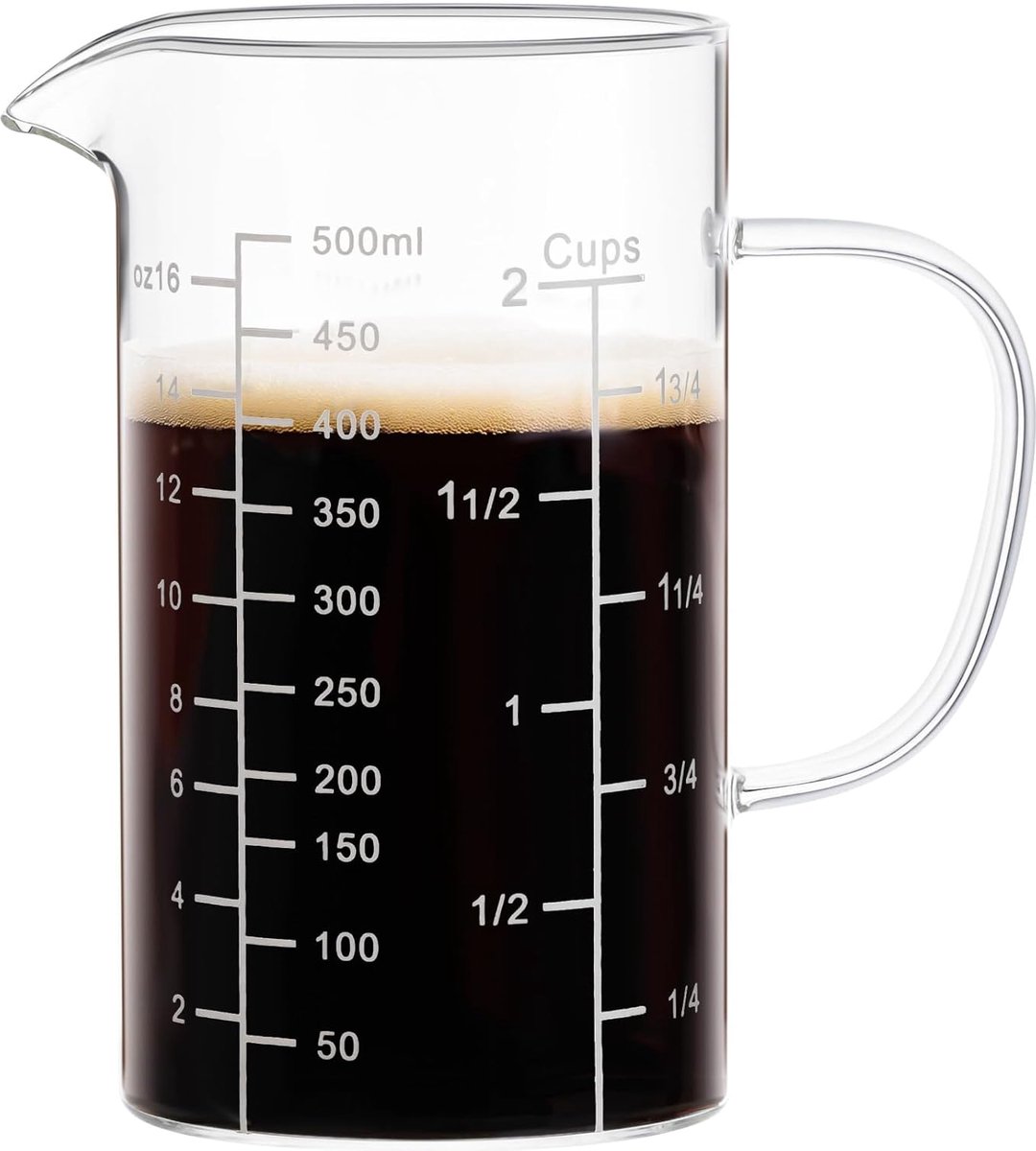 Glazen maatbeker - 500 ml - borosilicaatglas - hittebestendig