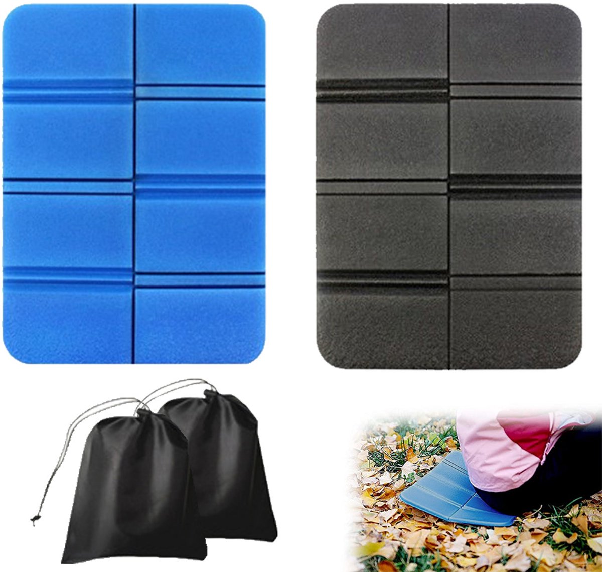 TuseRxln Opvouwbaar Zitmatje - Outdoor Zitkussen - Compact & Waterdicht - 2 stuks - Voor Camping & Wandelen - Meerdere Kleuren