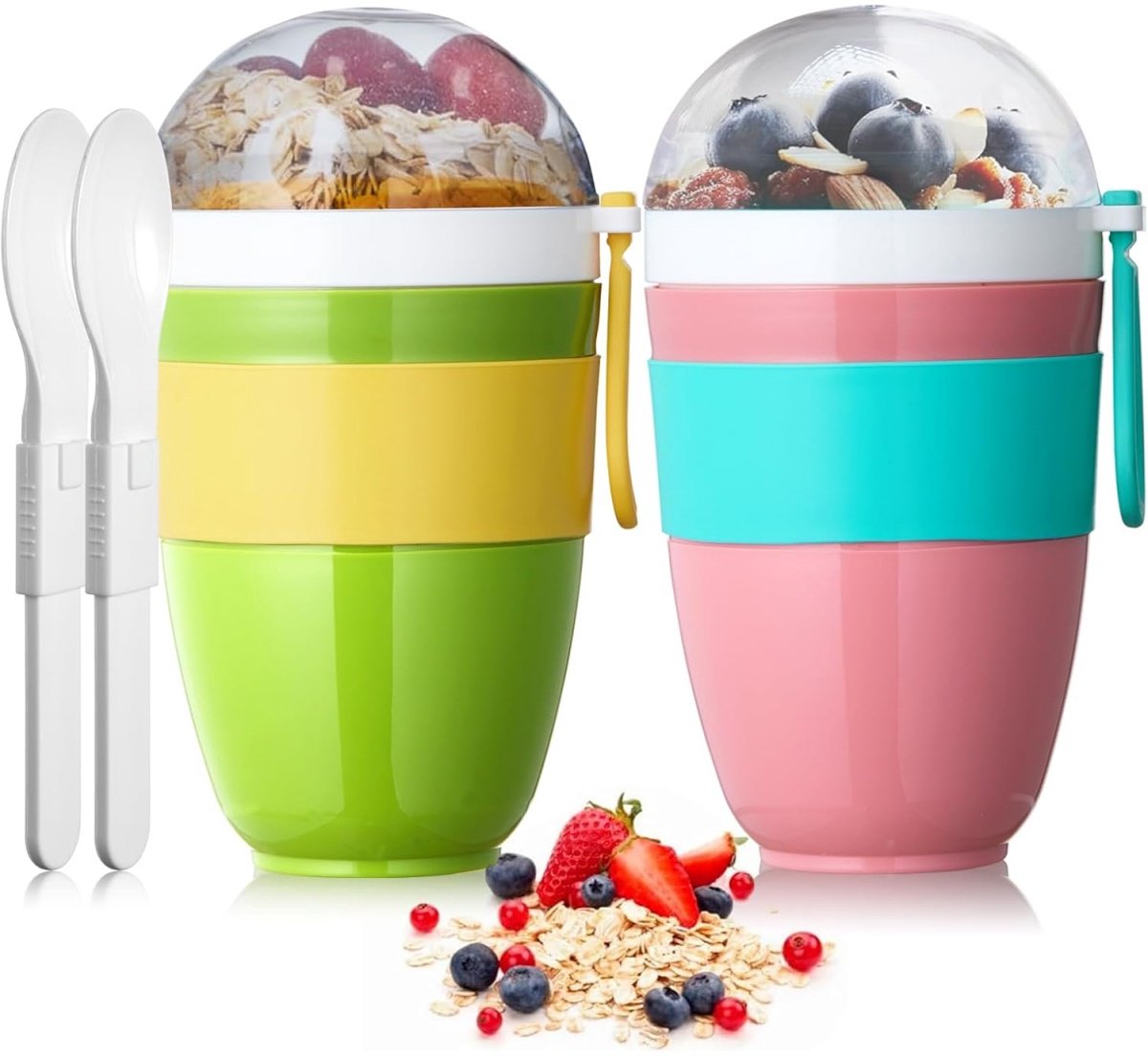 EXCITAT Saladebeker - Ontbijtgranenbeker - 500 ml - Yoghurtbeker - Gemakkelijk mee te nemen - Geschikt voor vriezer, magnetron en vaatwasser