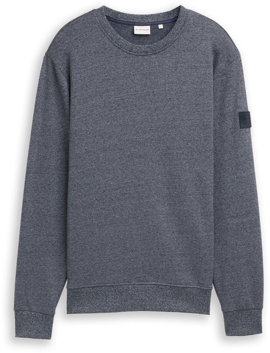 Tom Tailor - Sweatshirt in gemêleerde look - Maat M - navy grindle structure