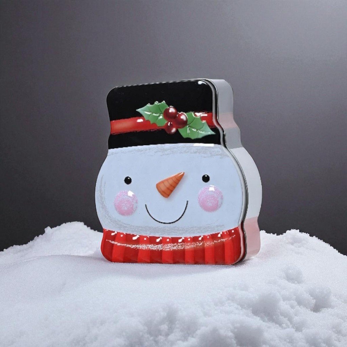 Kerst Koektrommel met Sneeuwpop - Feestelijke opbergtrommel