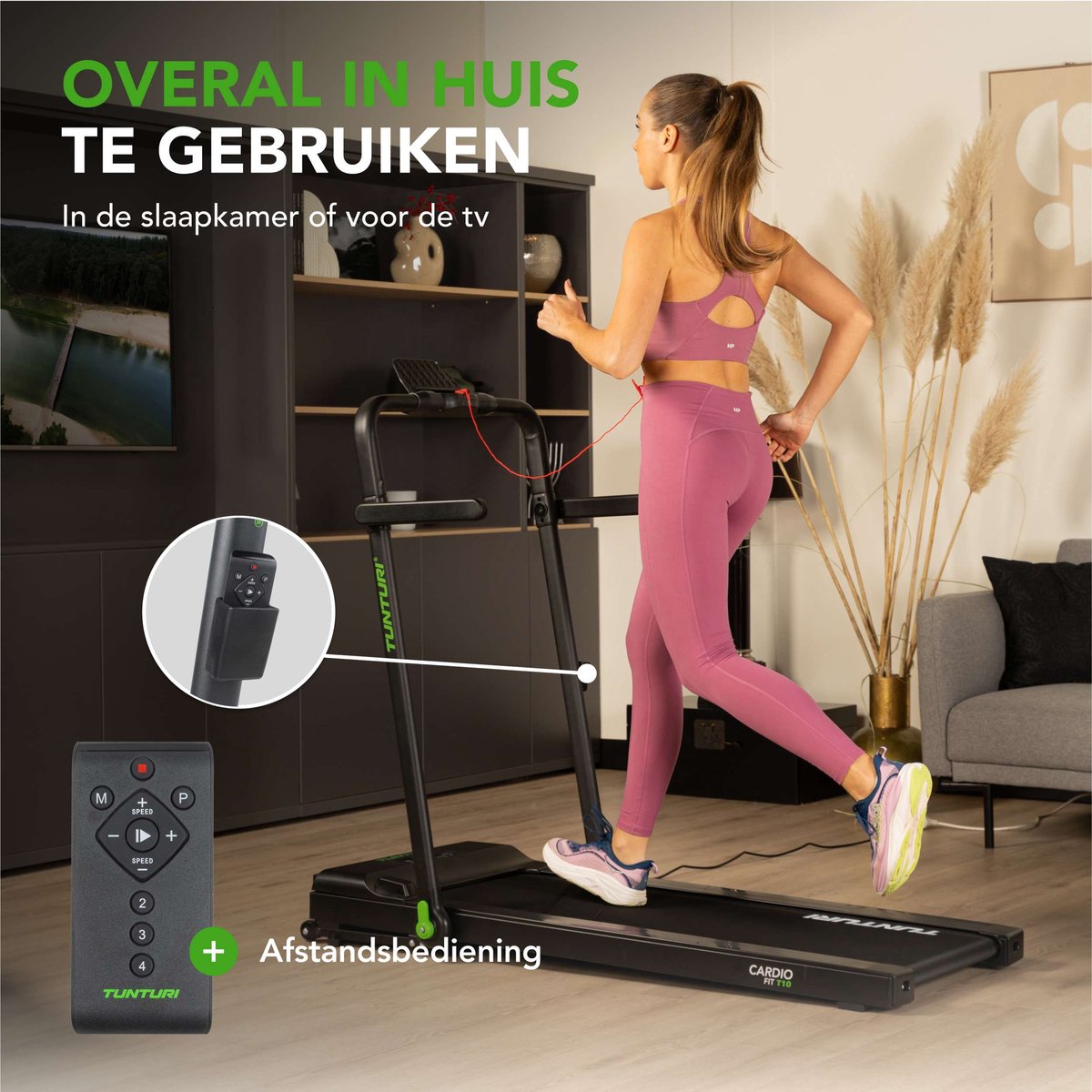 Afbeelding 2 van Tunturi Cardio Fit T10 Loopband - Wandelband inklapbaar - Ultra platte walking pad met bluetooth - Hardloopband met 7 trainingsprogramma's - 1.0 to 12 km/u - EU veiligheid gecertificeerd