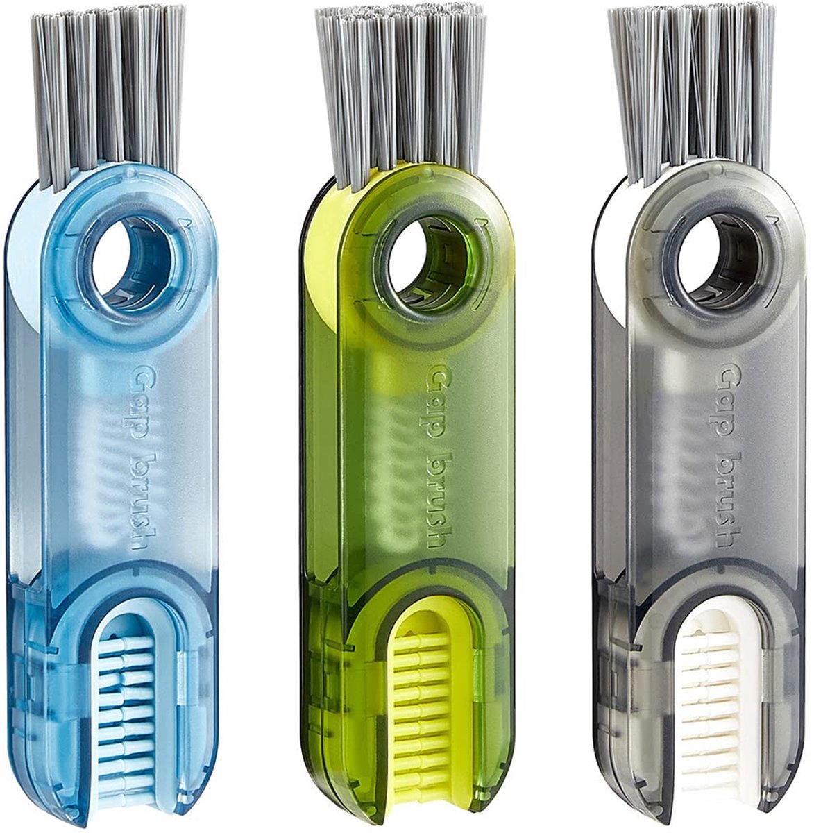 Image of 3 in 1 Kleine Schoonmaakborstel, 3-Delige Deksel Schoonmaakborstelset Mini Multifunctionele Spleet Schoonmaakborstel voor Babyflessen, Flessen met Smalle Hals, Sport Waterflessen, Glazen Mokken, Glazen Vazen