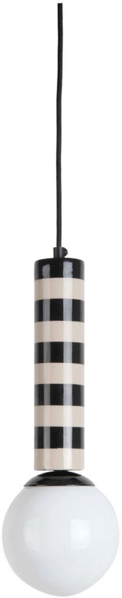 Leitmotiv Hanglamp Rayado - Grijs - 12x12x38cm - Modern - Hanglampen Eetkamer, Slaapkamer, Woonkamer