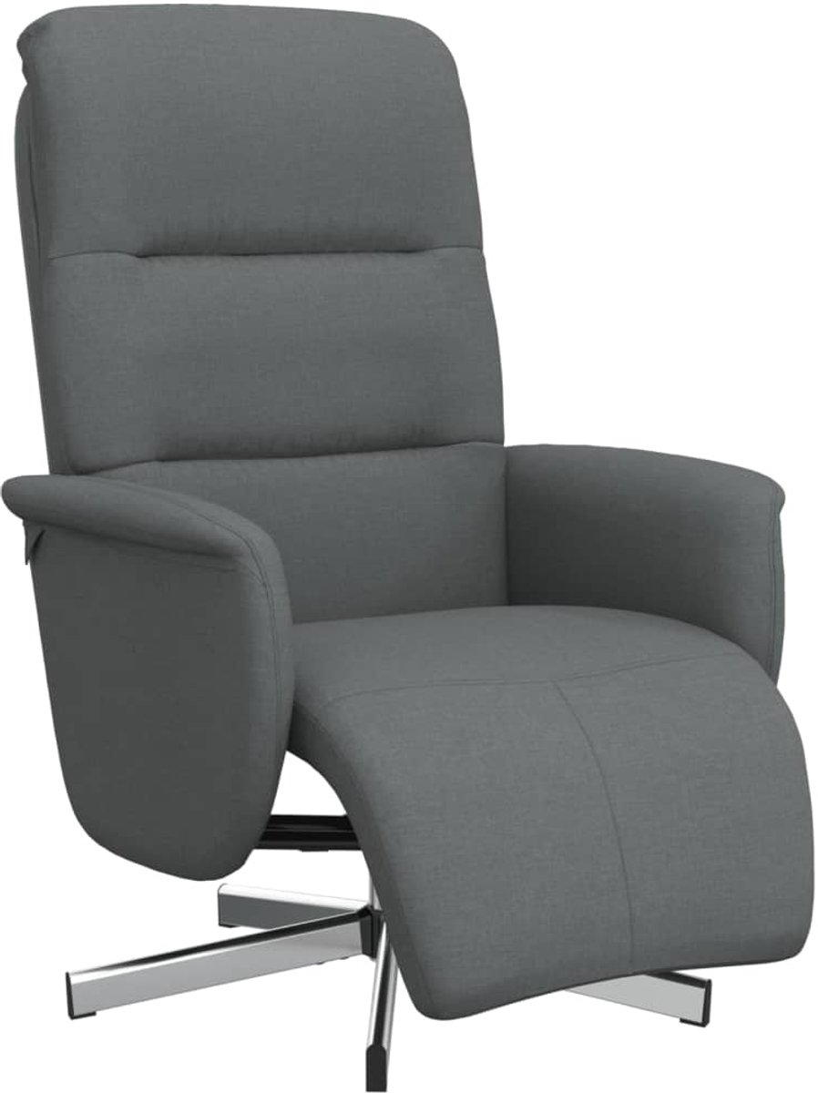 vidaXL Fauteuil - verstelbaar - met - voetensteun - stof - donkergrijs