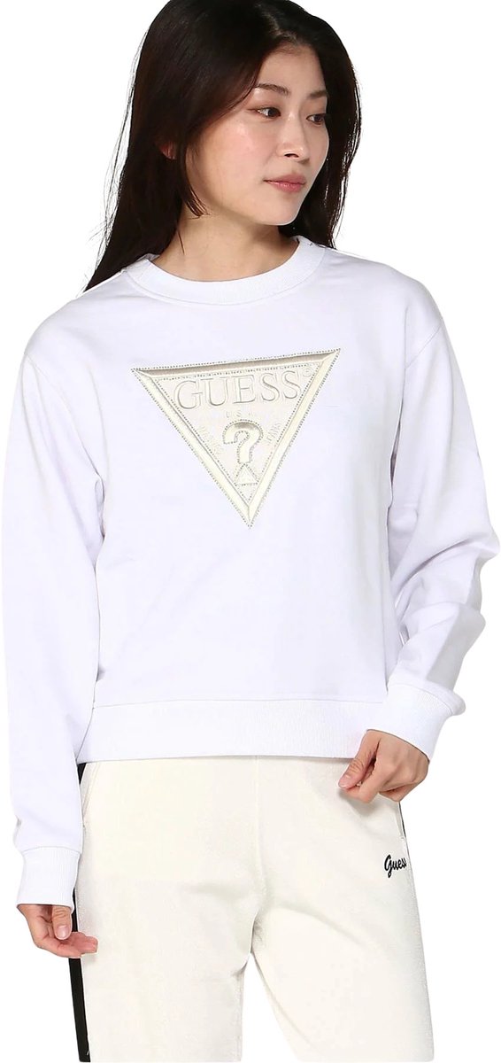 Guess Cn Lace Triangle Sweatshirt Wit S Vrouw Pure White