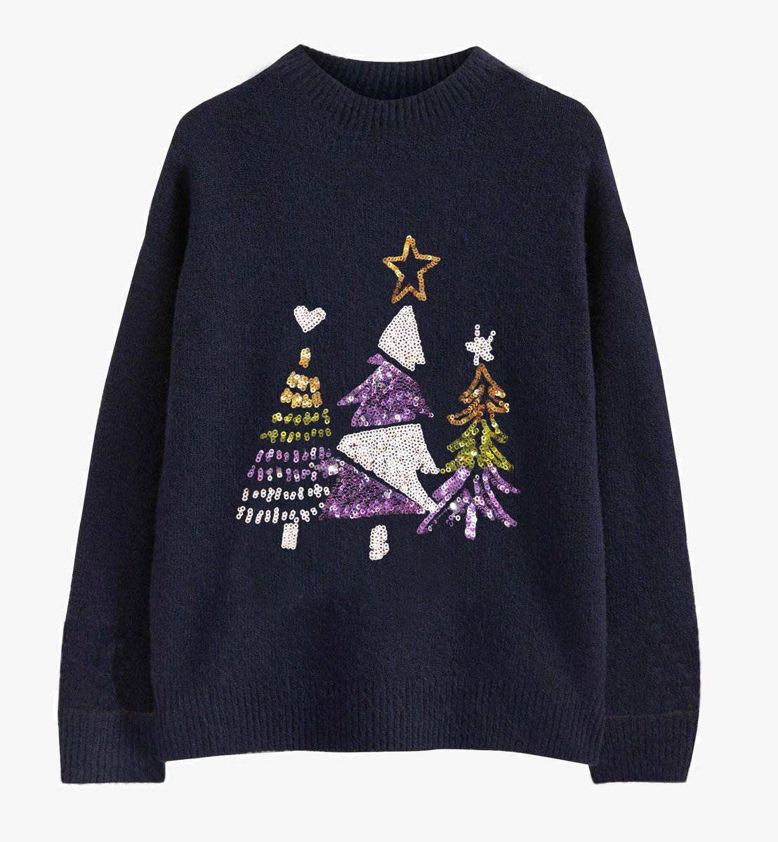 Starry Indigo - Kersttrui / Sweater Meisjes met Glitter | Kerstboom