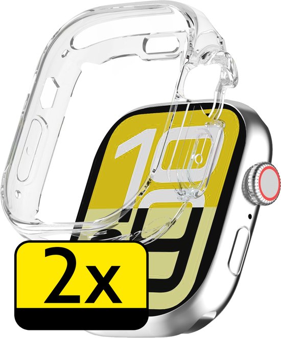 Siliconen Hoesje Geschikt voor Apple Watch SE 3 44 mm Hoes Case - Hoes Geschikt voor Apple Watch SE 3 44 mm Case - Transparant - 2 Stuks