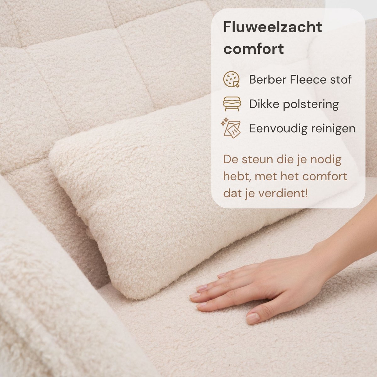 Zenzee Schommelstoel - Schommelstoelen babykamer - Met kussen - Relaxstoel - Fauteuil - Voedingsstoel - Roomwit - Beige — afbeelding 8