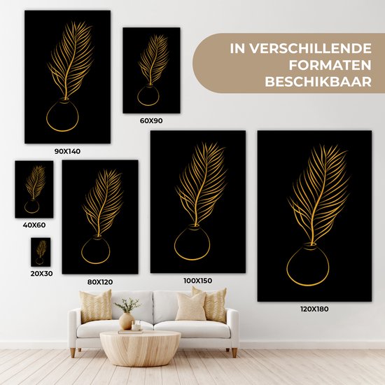 Pot de peinture sur toile - Plante - Line au trait - Goud - 20x30 cm - Décoration murale