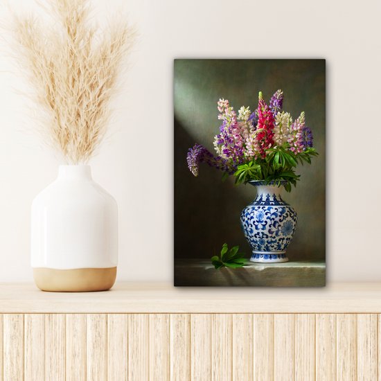 Tableau sur toile Nature morte - Vase - Fleurs - 20x30 cm - Décoration murale