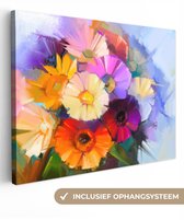 Tableau Peinture à l'Huile - Couleurs - Fleurs - 120x90 cm - Décoration murale